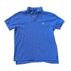 Polo Ralph Lauren Polo Mens XL Blue Custom Fit Short Sleeve Yellow Pony Preppy